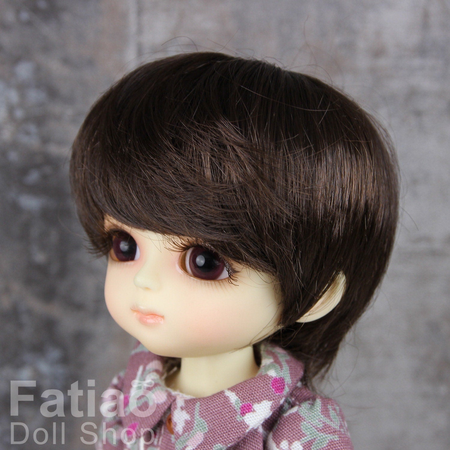 Fatiao - Dollfie Lati Yellow Pukifee 5-6" Angel Doll Wig Deep Brown