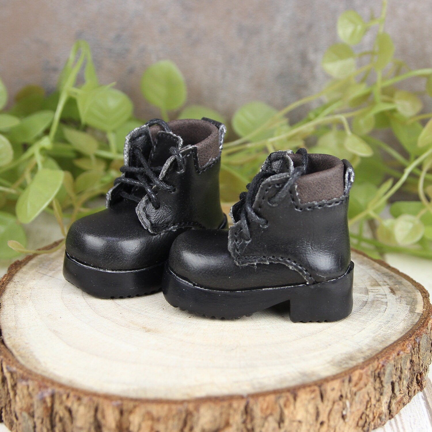 Fatiao - New Dollfie Yo-SD 1/6 BJD Doll Shoes Martin Boots - Black (Size 4.5cm)