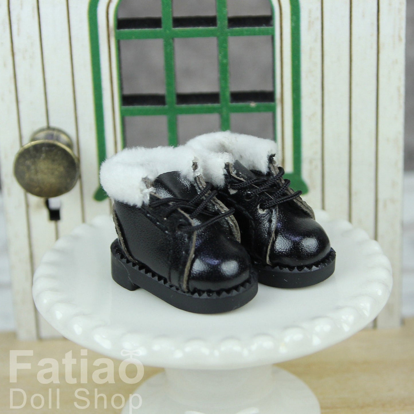Fatiao - New OB11 Obitsu 11 1/12 BJD Nendoroid GSC Blythe OB22 pullip doll Lace-up Fur boots shoes