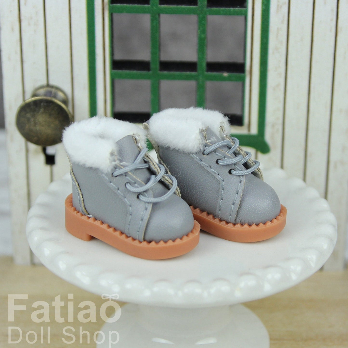 Fatiao - New OB11 Obitsu 11 1/12 BJD Nendoroid GSC Blythe OB22 pullip doll Lace-up Fur boots shoes