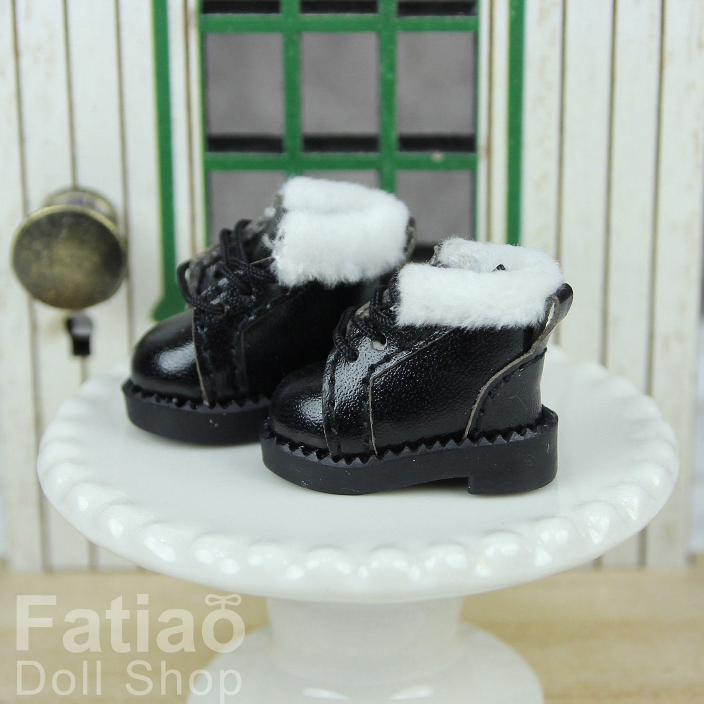 Fatiao - New OB11 Obitsu 11 1/12 BJD Nendoroid GSC Blythe OB22 pullip doll Lace-up Fur boots shoes
