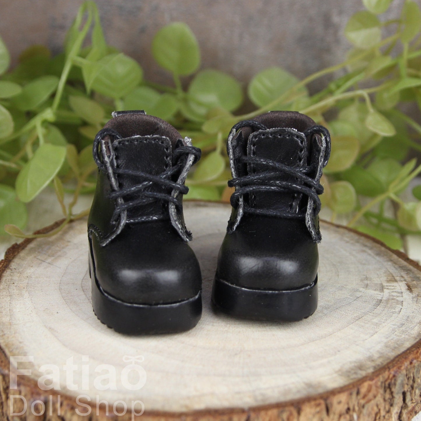 Fatiao - New Dollfie Yo-SD 1/6 BJD Doll Shoes Martin Boots - Black (Size 4.5cm)