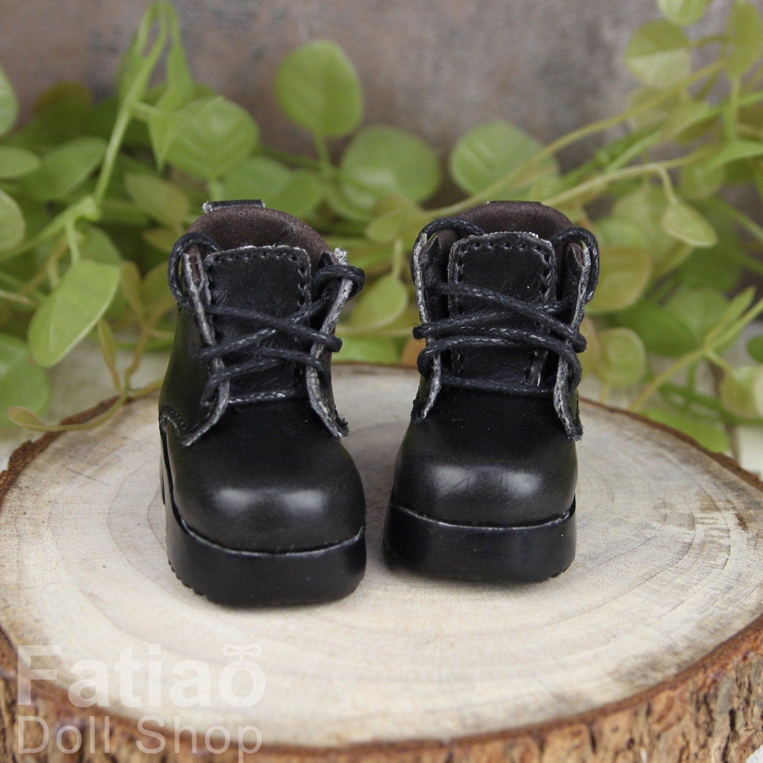 Fatiao - New Dollfie Yo-SD 1/6 BJD Doll Shoes Martin Boots - Black (Size 4.5cm)
