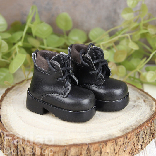 Fatiao - New Dollfie Yo-SD 1/6 BJD Doll Shoes Martin Boots - Black (Size 4.5cm)