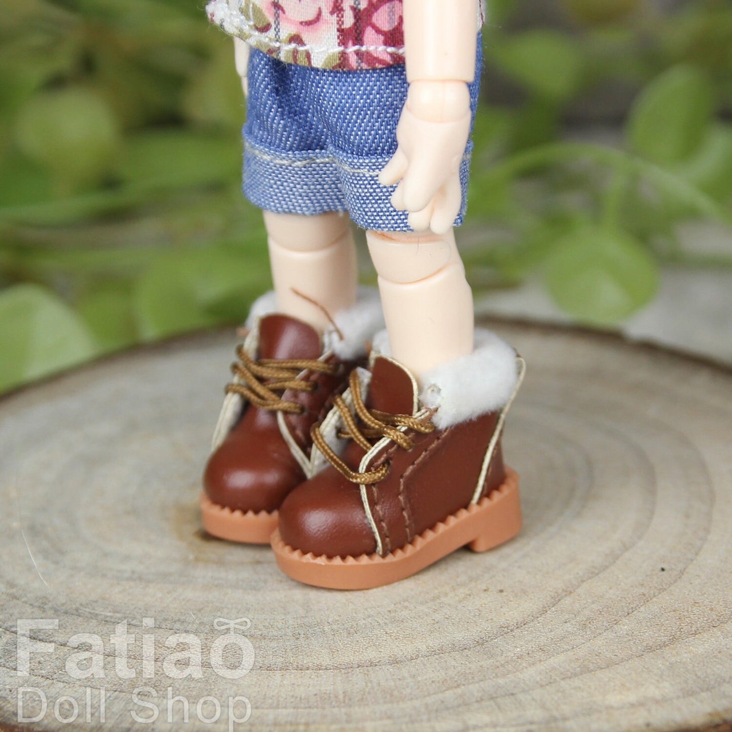 Fatiao - New OB11 Obitsu 11 1/12 BJD Nendoroid GSC Blythe OB22 pullip doll Lace-up Fur boots shoes