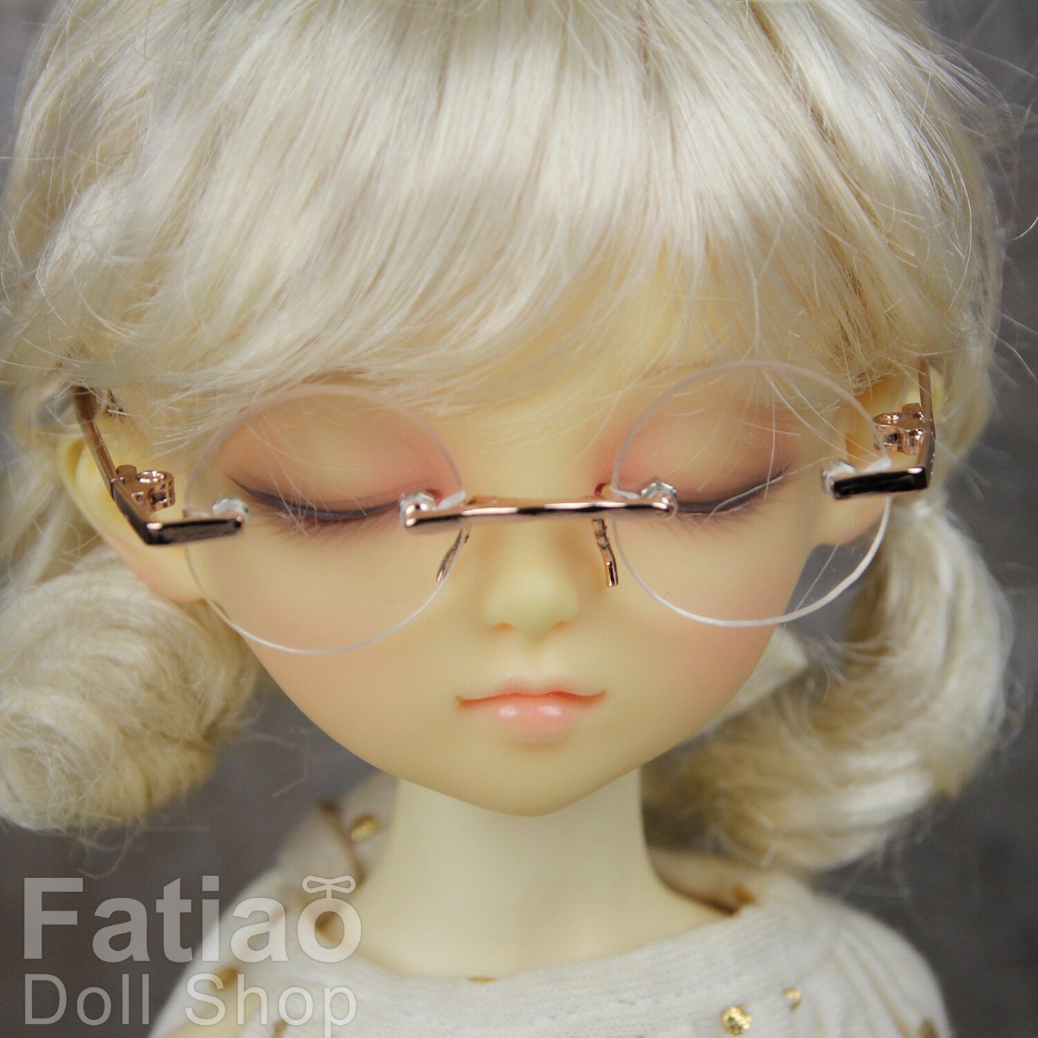 New fashion Rimless Frames Dolls Glasses fit 1/3 1/4 BJD SD MSD Super Dollfie - Gold