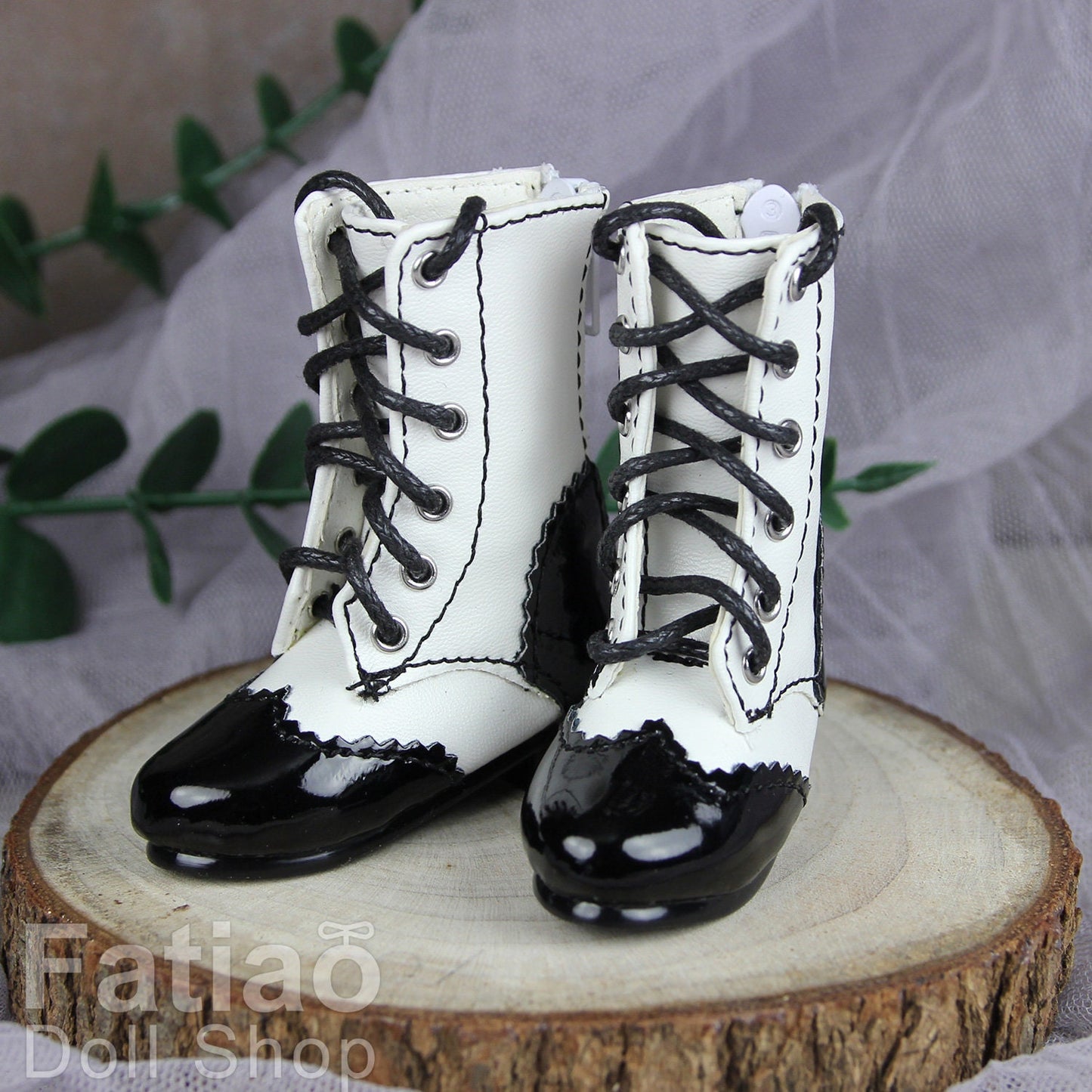 Fatiao - New 1/4 BJD MSD Dollfie Dolls Mary Jane Shoes - Black & White (Size 5.5cm)
