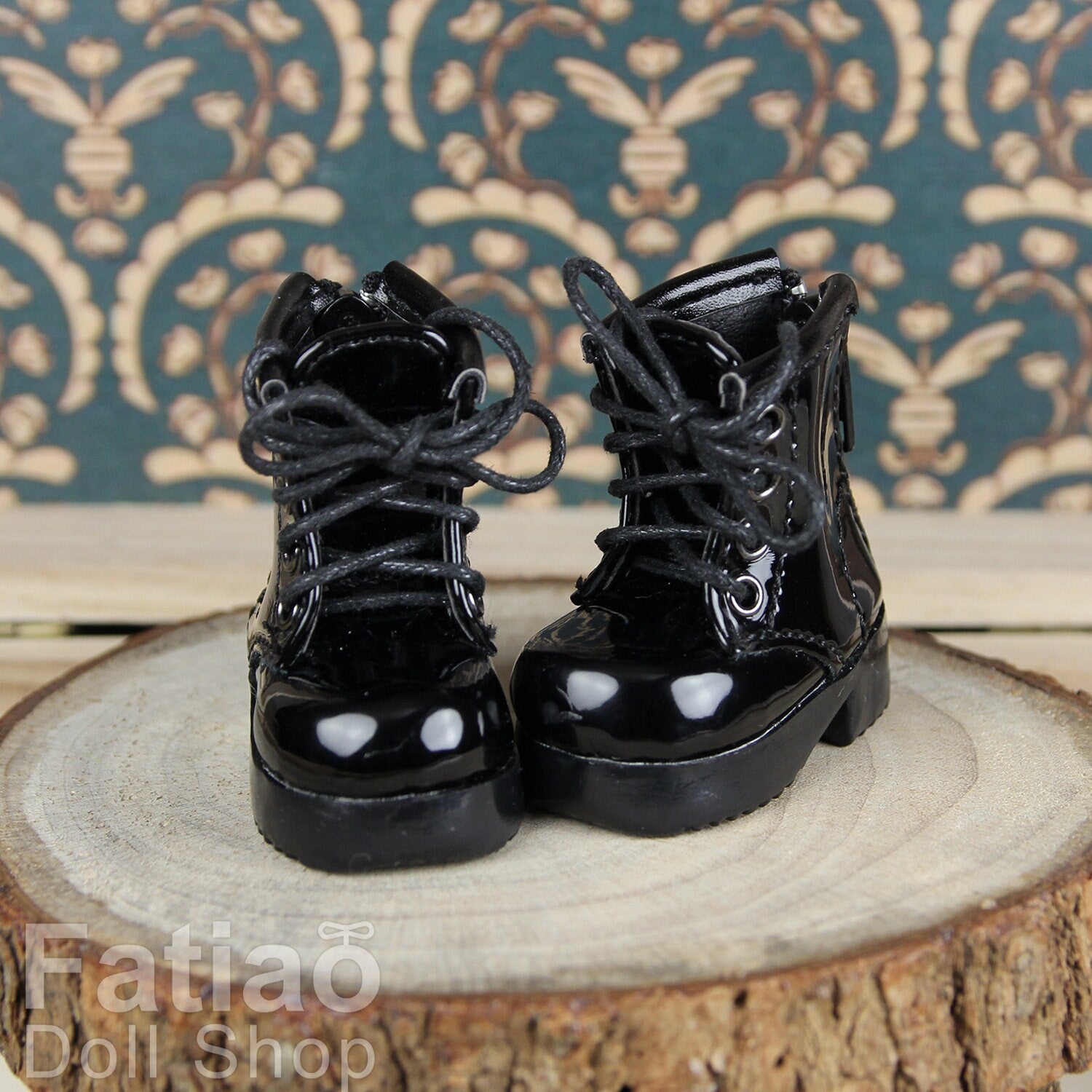 Fatiao - New Dollfie Yo-SD 1/6 BJD Doll Shoes Boots - Black (Size 4.5cm)