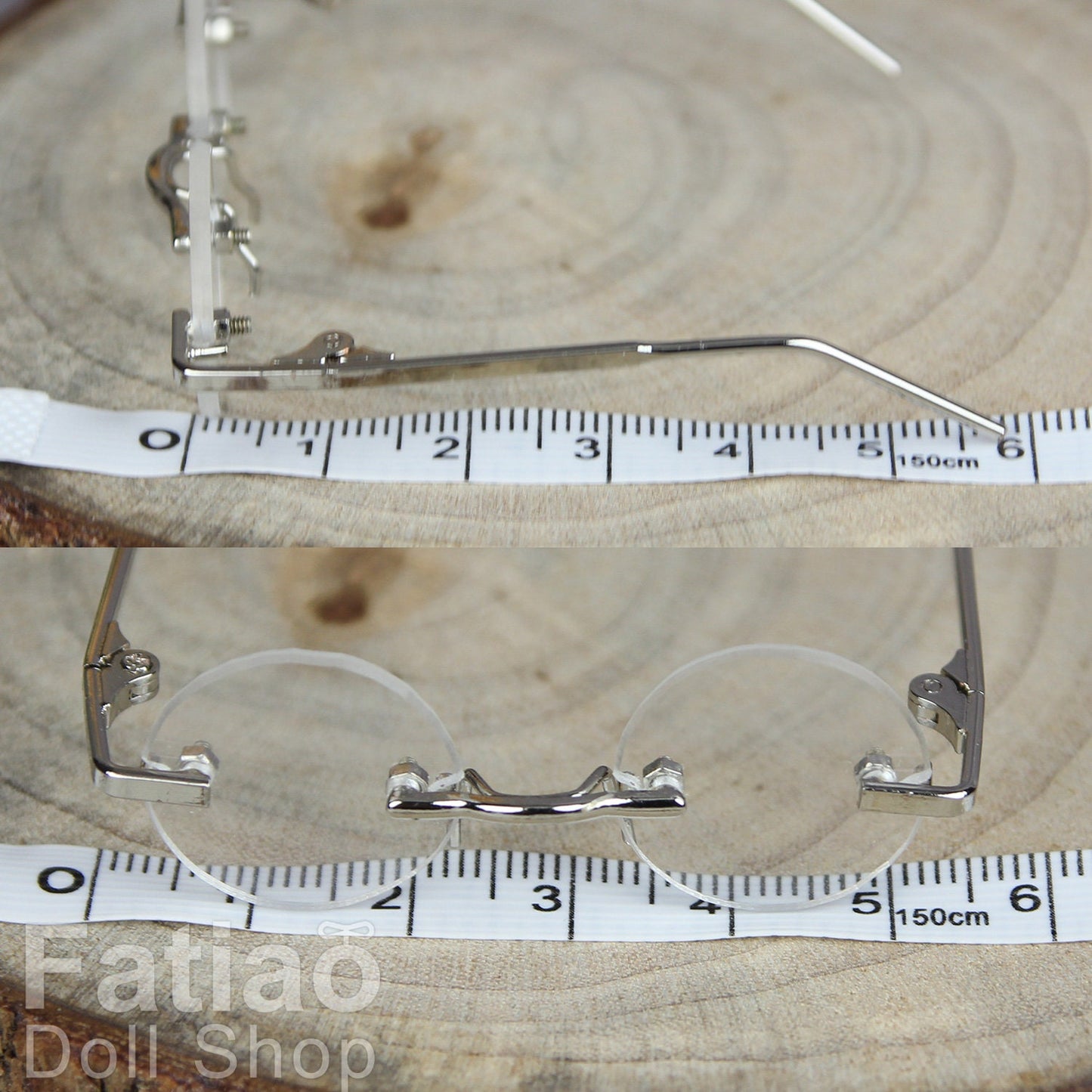 New fashion Rimless Frames Dolls Glasses fit 1/3 1/4 BJD SD MSD Super Dollfie- Silver