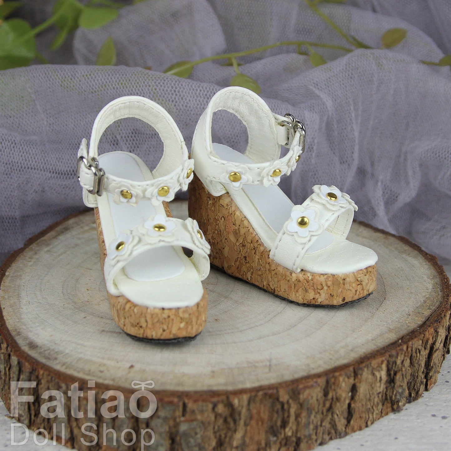 Fatiao - New 1/4 BJD MSD Dollfie Dolls Wedge sandals Shoes - White (Size 5cm)