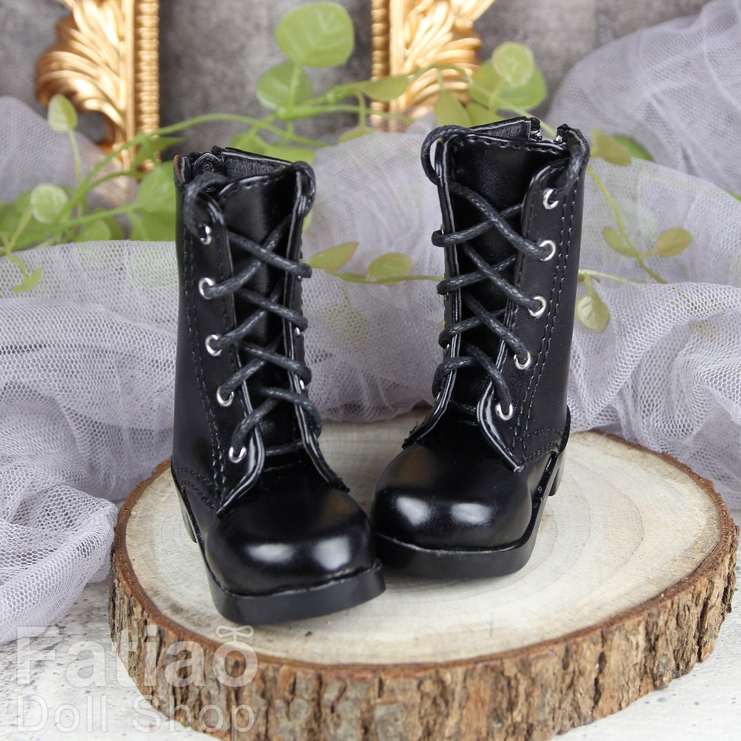 Fatiao - New 1/4 BJD MSD Dollfie Dolls Shoes Boots - Black (Size 5.5cm)