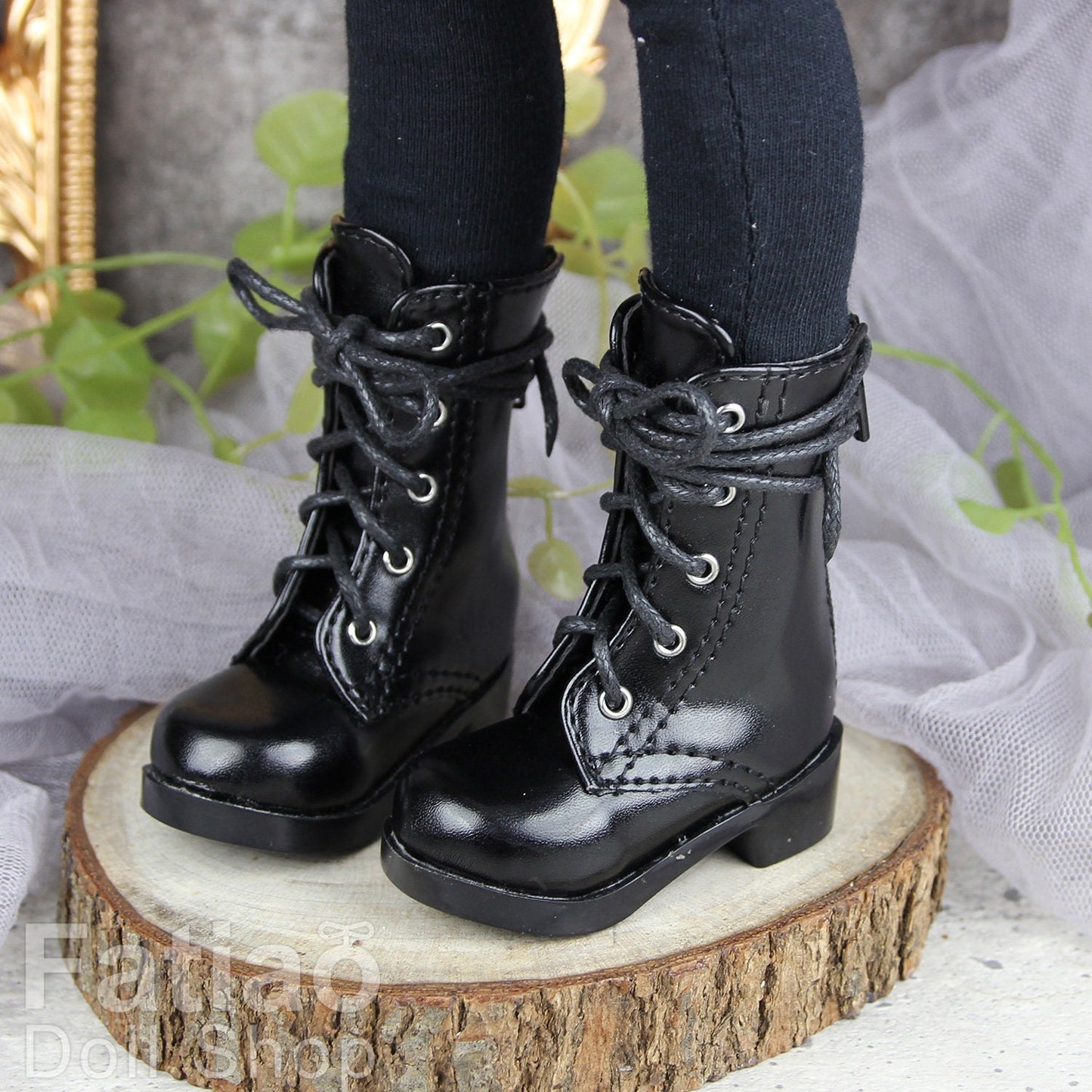 Fatiao - New 1/4 BJD MSD Dollfie Dolls Shoes Boots - Black (Size 5.5cm)