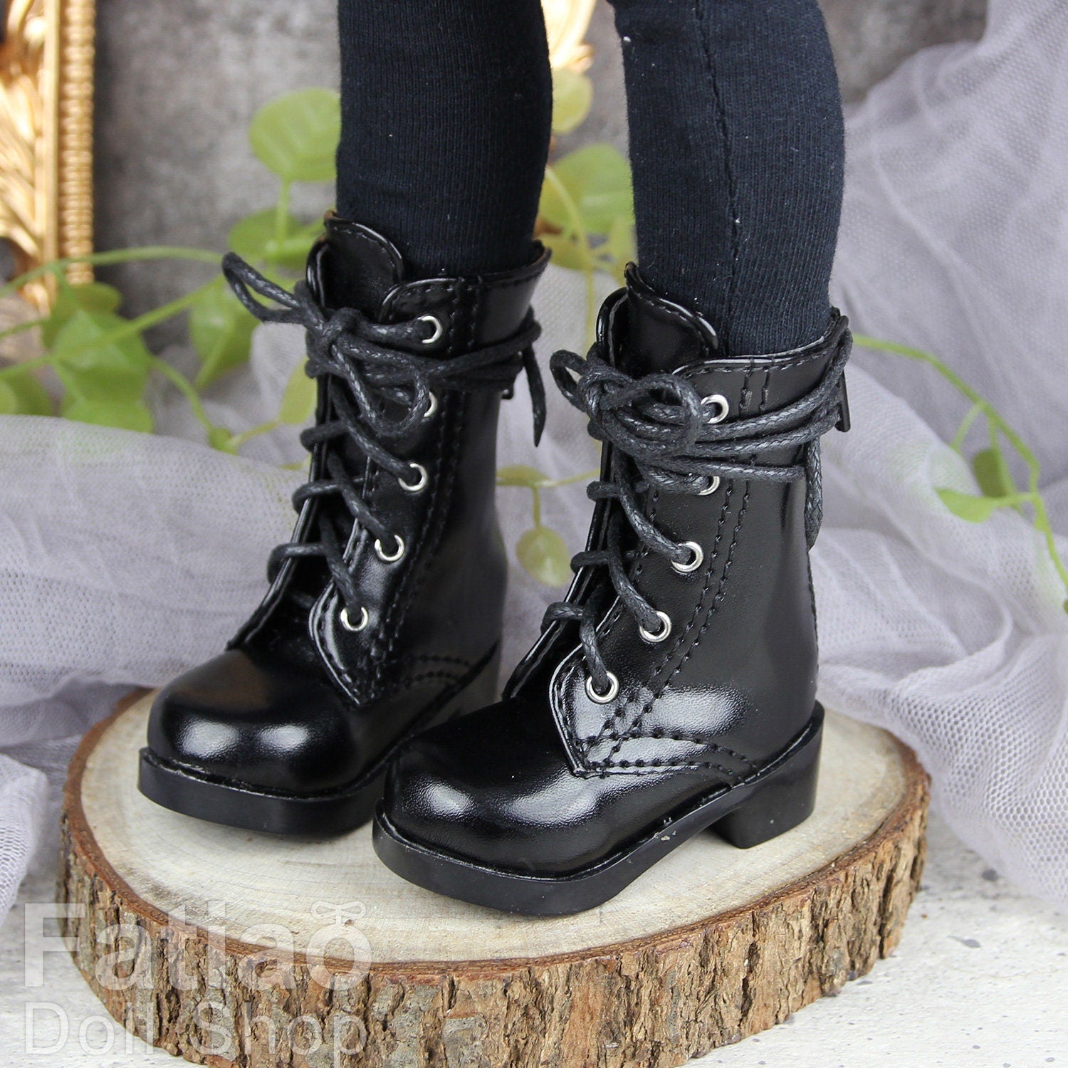 Fatiao - New 1/4 BJD MSD Dollfie Dolls Shoes Boots - Black (Size 5.5cm)