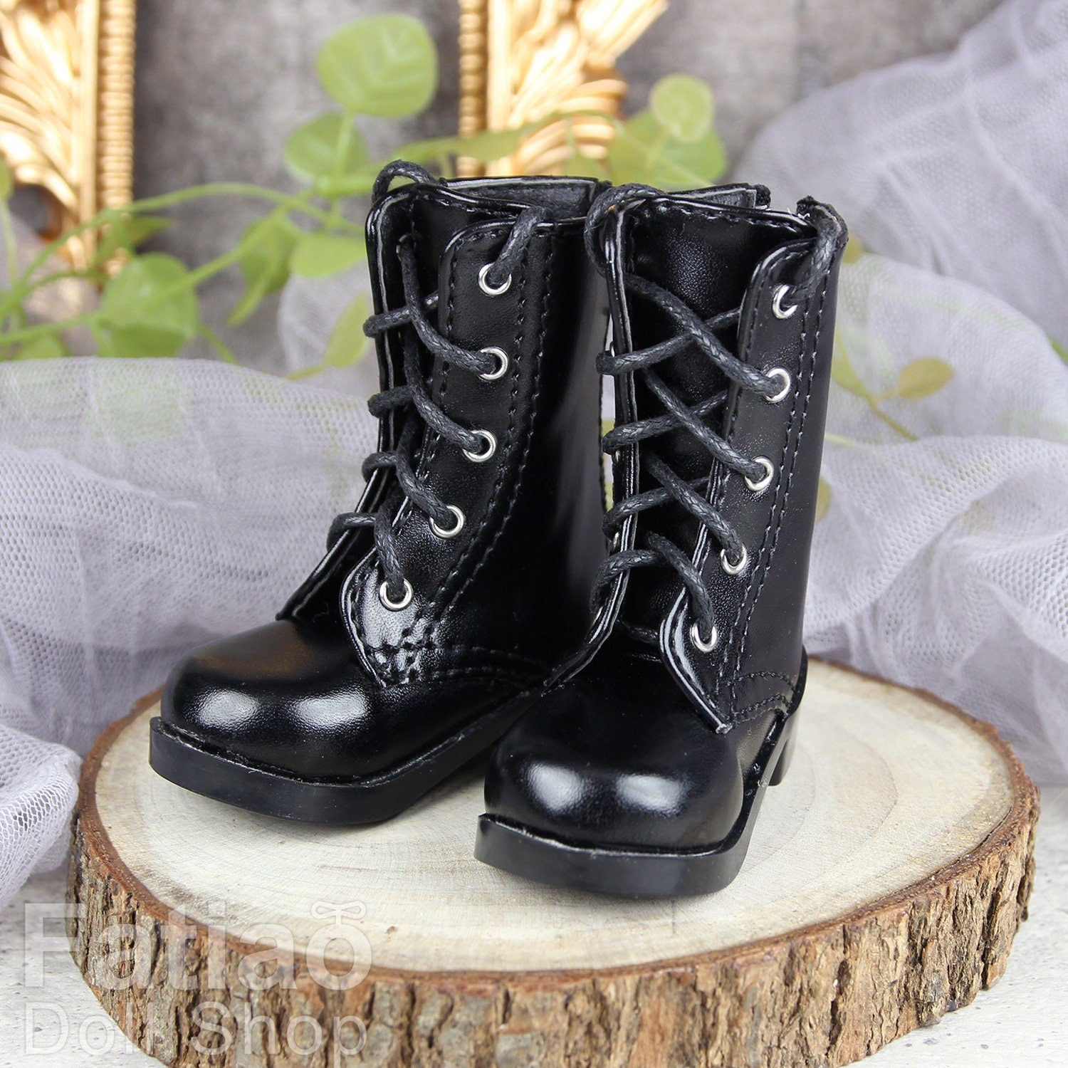 Fatiao - New 1/4 BJD MSD Dollfie Dolls Shoes Boots - Black (Size 5.5cm)