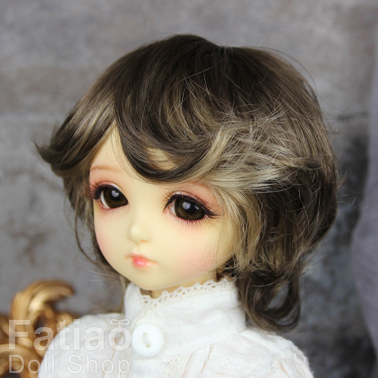 Fatiao - New Dollfie MSD Kaye Wiggs 1/4 BJD Size 7-8 inch - Latte & Brown Dolls Wig