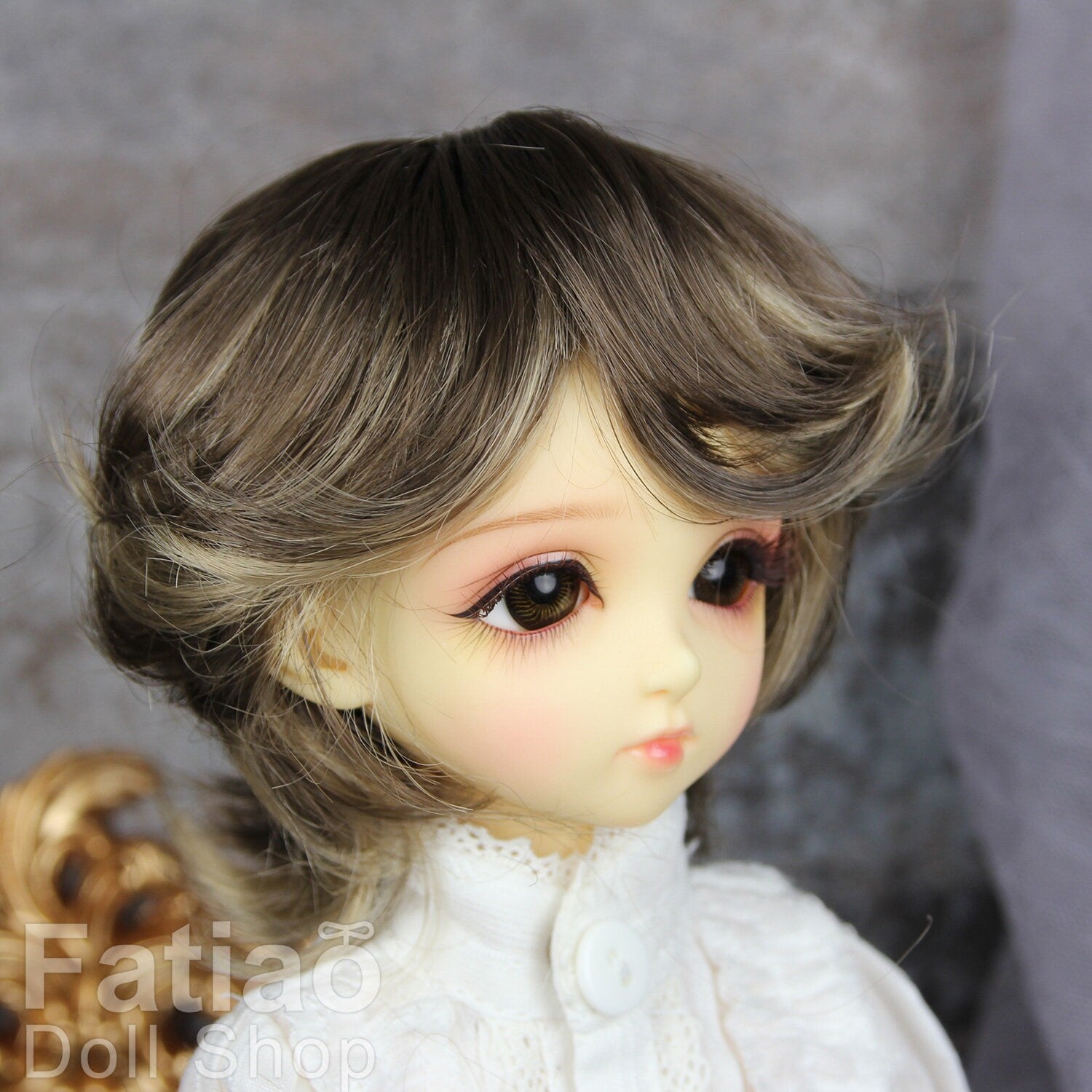 Fatiao - New Dollfie MSD Kaye Wiggs 1/4 BJD Size 7-8 inch - Latte & Brown Dolls Wig