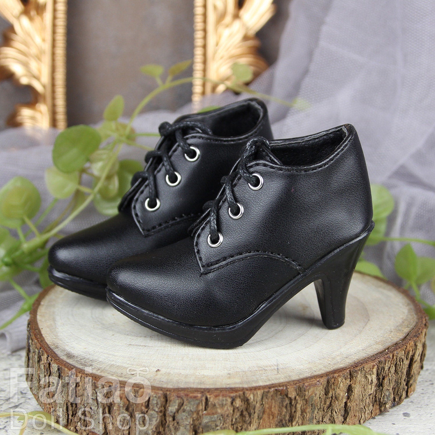 Fatiao - Dollfie 1/3 BJD SD High Heeled Mary Jane Shoes - Black (Size 7cm)