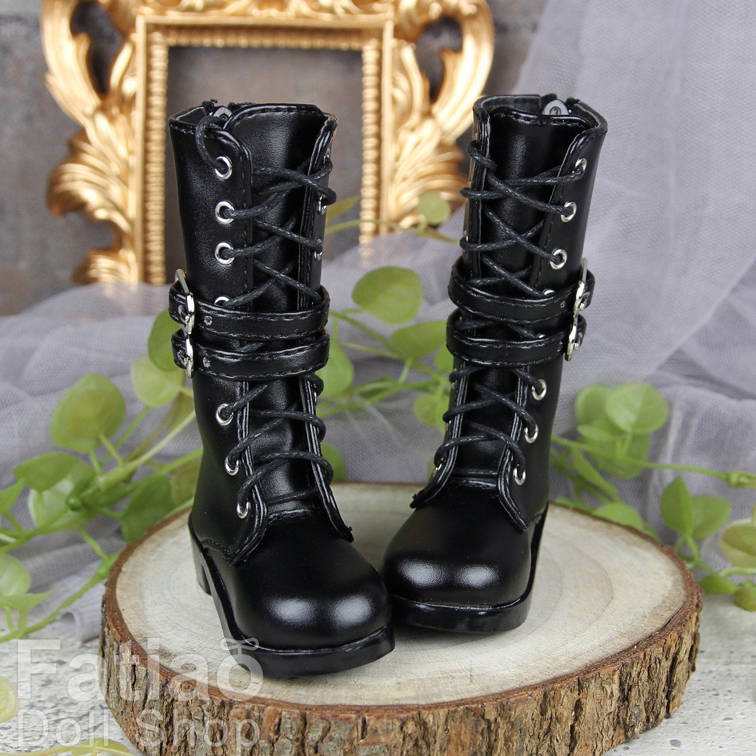 Fatiao - New 1/4 BJD MSD Dollfie Dolls Shoes Boots - Black (Size 5.5cm)