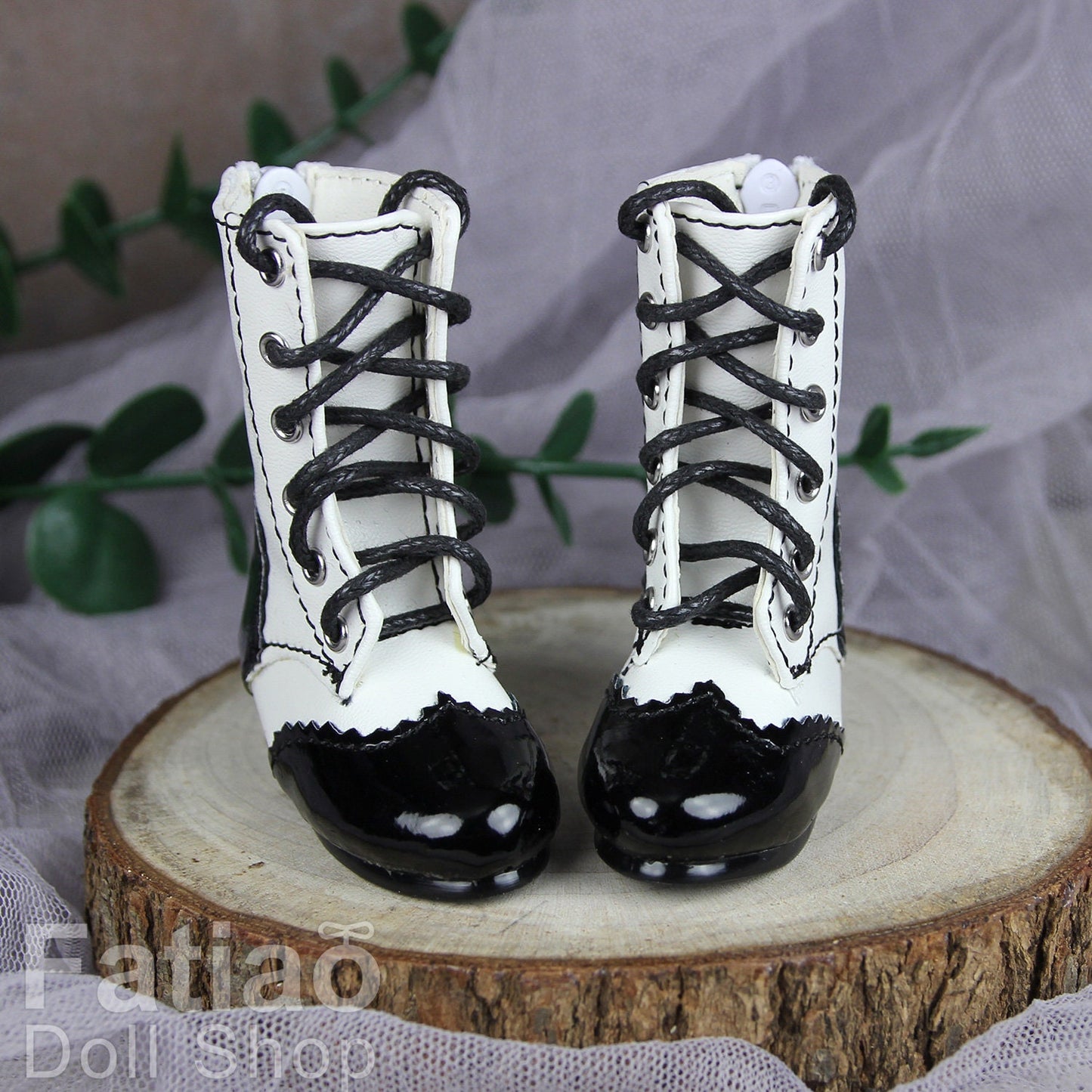 Fatiao - New 1/4 BJD MSD Dollfie Dolls Mary Jane Shoes - Black & White (Size 5.5cm)