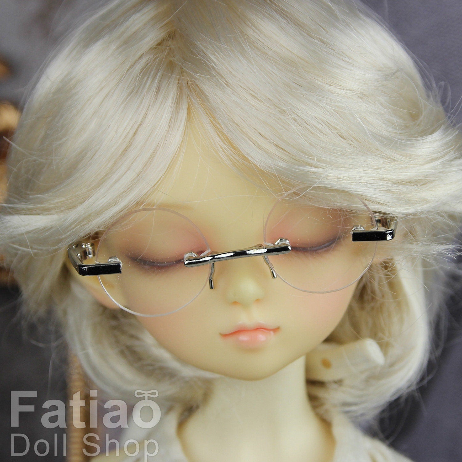 New fashion Rimless Frames Dolls Glasses fit 1/3 1/4 BJD SD MSD Super Dollfie- Silver
