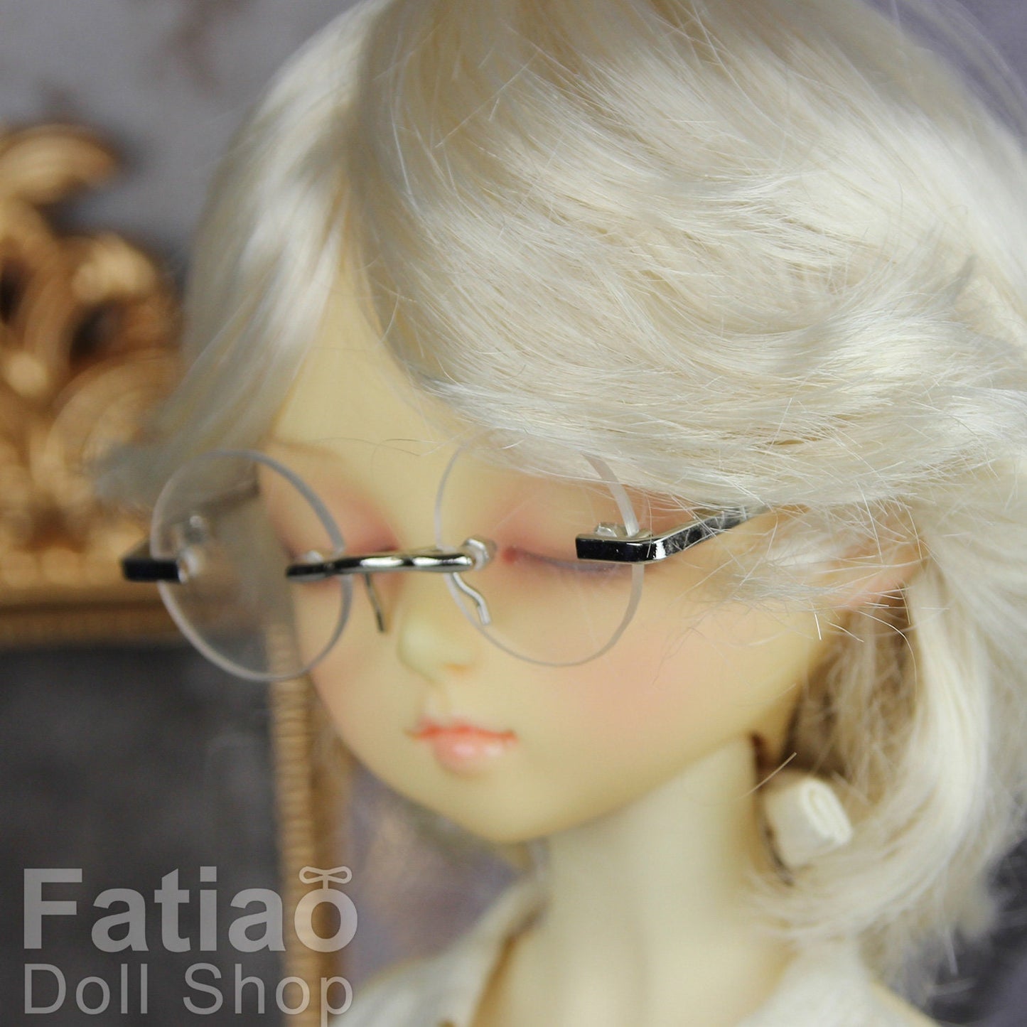 New fashion Rimless Frames Dolls Glasses fit 1/3 1/4 BJD SD MSD Super Dollfie- Silver