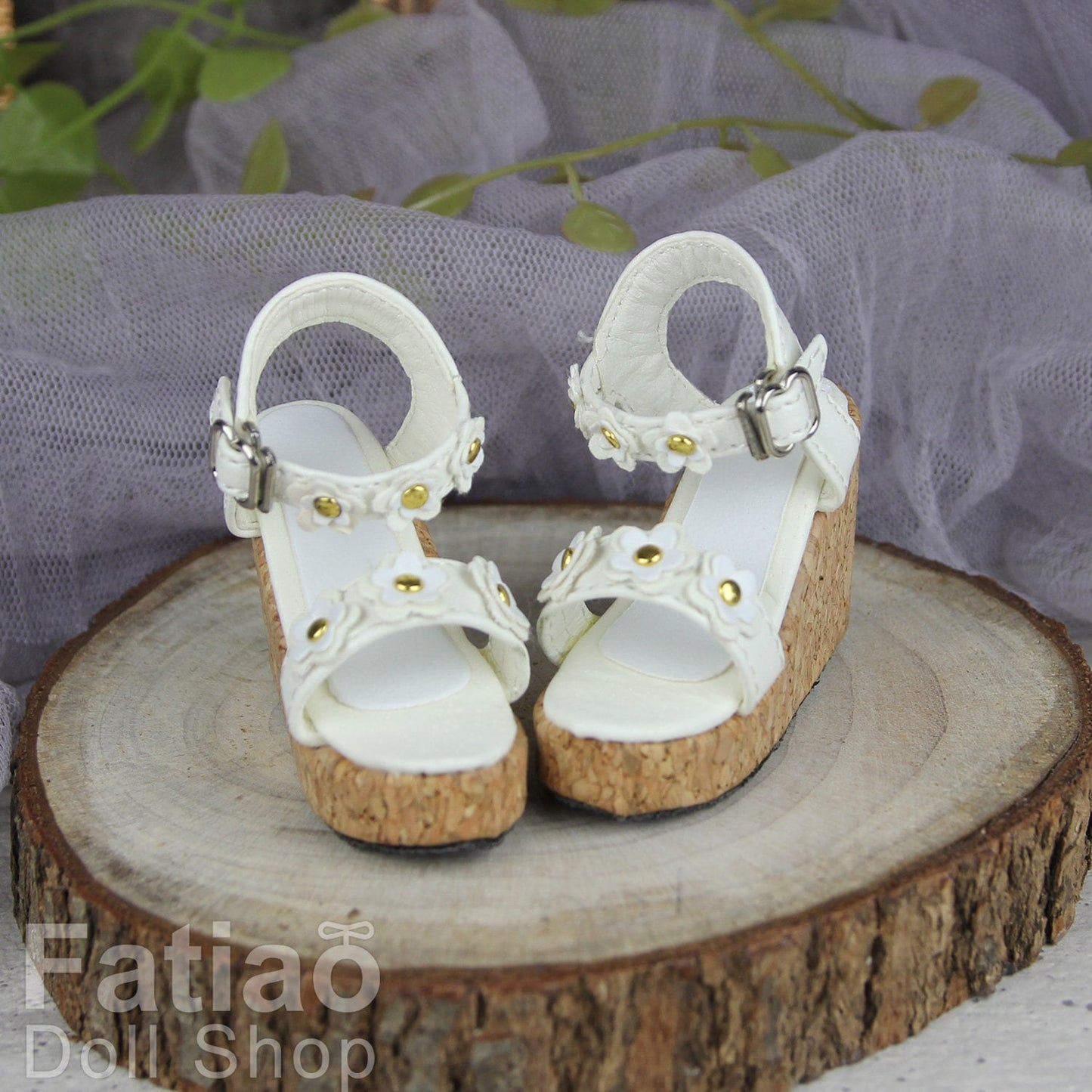 Fatiao - New 1/4 BJD MSD Dollfie Dolls Wedge sandals Shoes - White (Size 5cm)