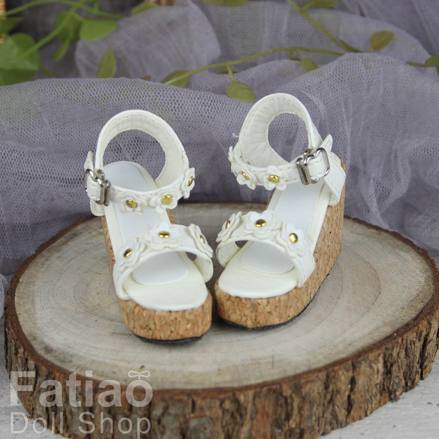 Fatiao - New 1/4 BJD MSD Dollfie Dolls Wedge sandals Shoes - White (Size 5cm)