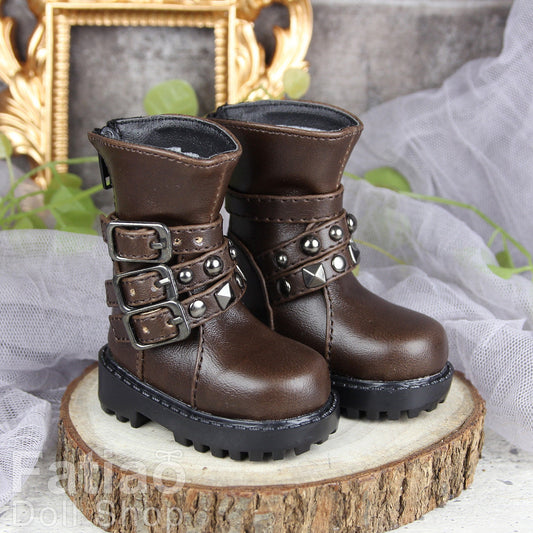 Fatiao - New 1/4 BJD MSD dollfie Cool Boots Dolls Shoes Dark Brown (Size 6cm)