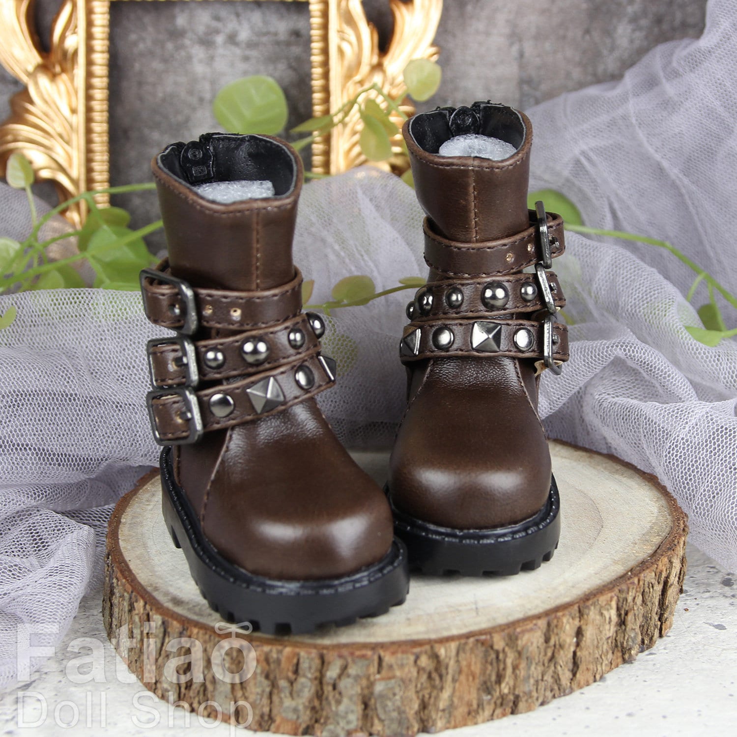 Fatiao - New 1/4 BJD MSD dollfie Cool Boots Dolls Shoes Dark Brown (Size 6cm)