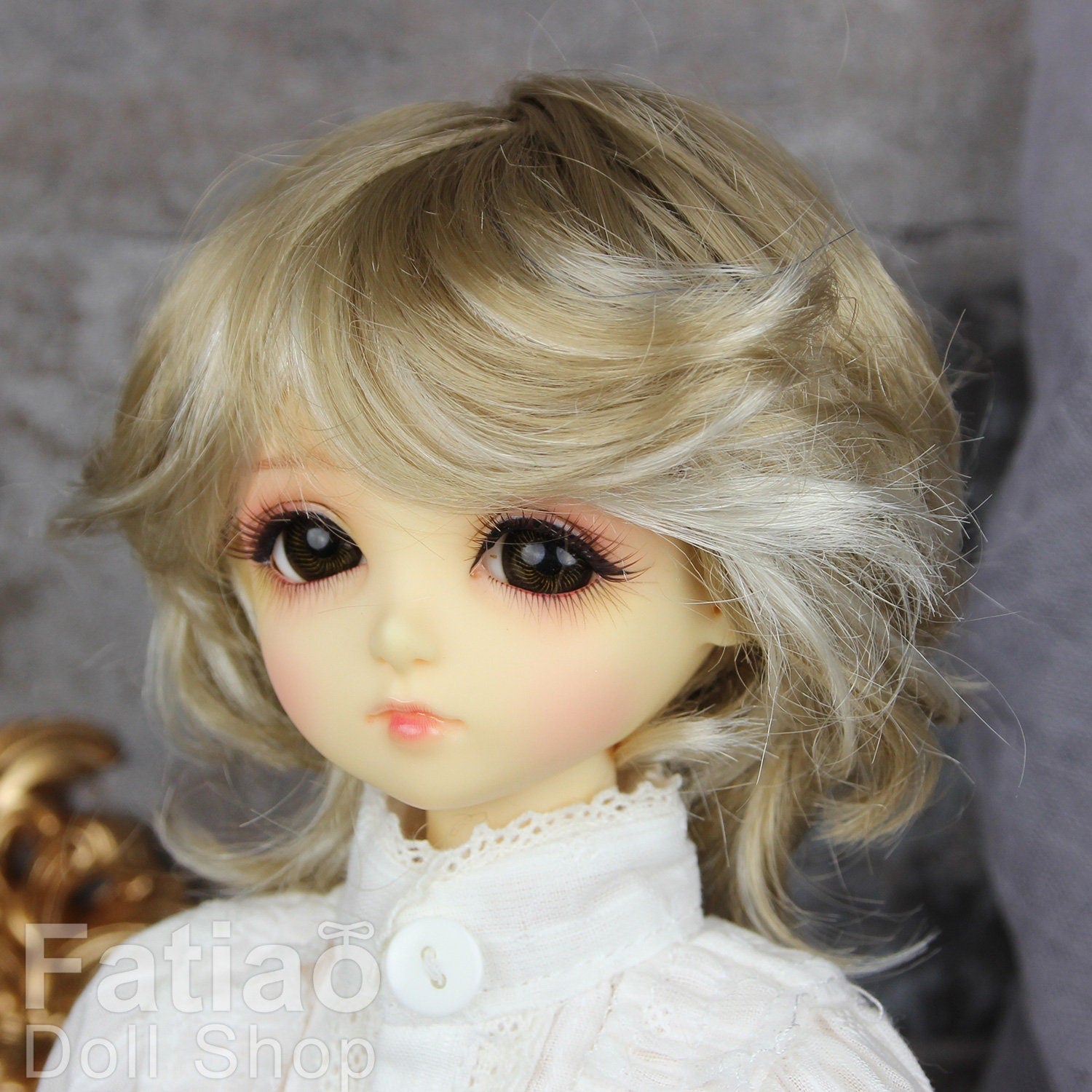Fatiao - New Dollfie MSD Kaye Wiggs 1/4 BJD Size 7-8 inch - Latte & Blonde Dolls Wig