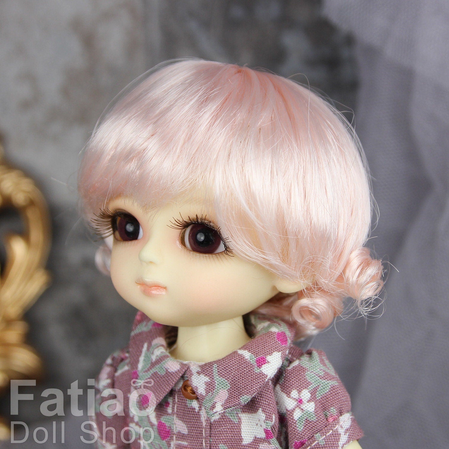 Fatiao - Dollfie Lati Yellow Pukifee 5-6" Doll Wig - Light Pink