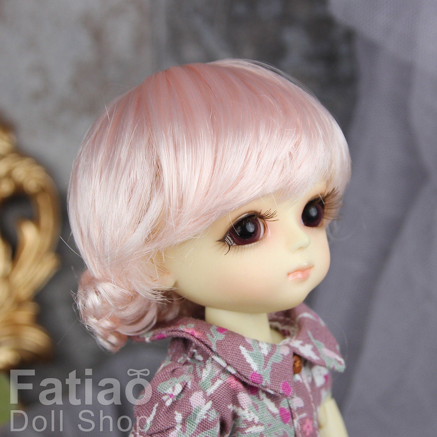 Fatiao - Dollfie Lati Yellow Pukifee 5-6" Doll Wig - Light Pink
