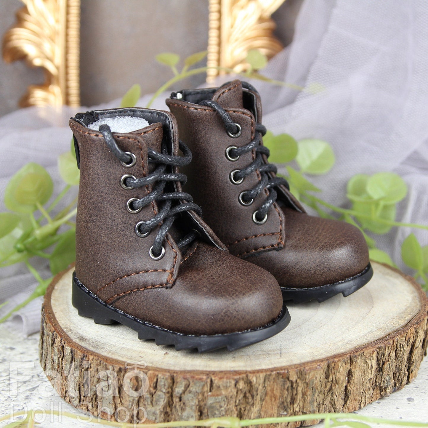 Fatiao - New 1/4 BJD MSD dollfie Dolls Shoes boots - Dark brown (Size 6cm)