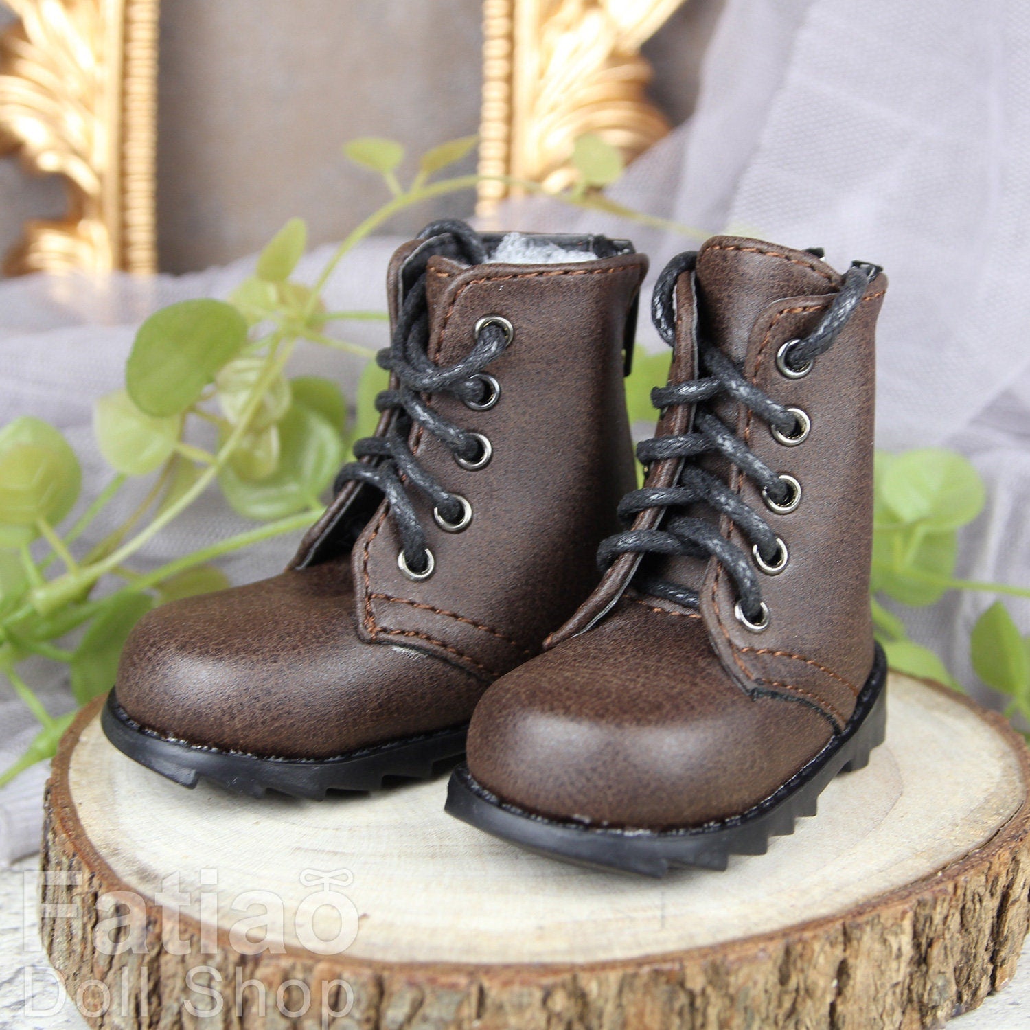 Fatiao - New 1/4 BJD MSD dollfie Dolls Shoes boots - Dark brown (Size 6cm)