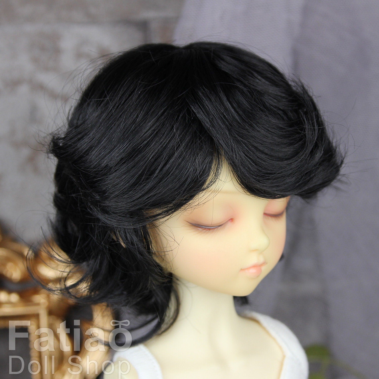 Fatiao - New Dollfie MSD Kaye Wiggs 1/4 BJD Size 7-8 inch - Black Dolls Wig