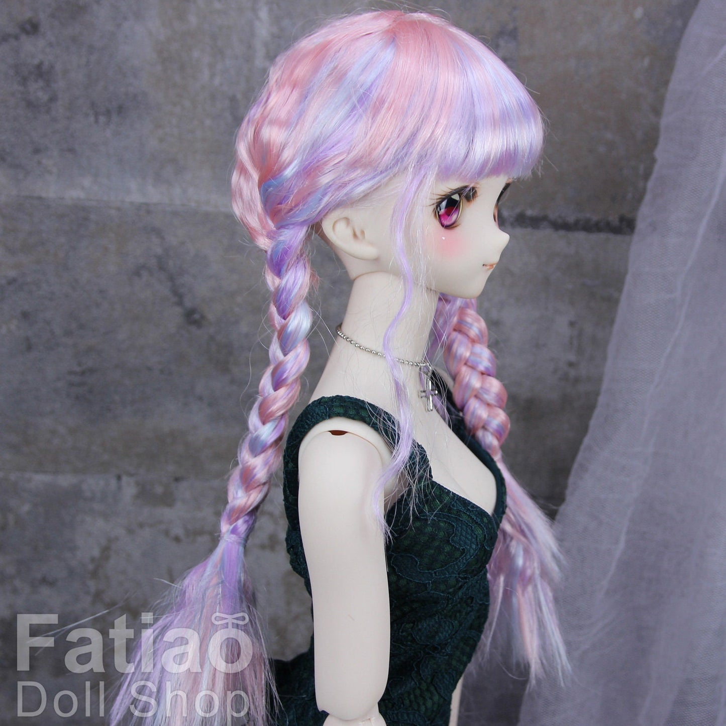 Fatiao - New Dollfie SD DD 1/3 BJD Dolls Wig size 8-9" - Pink purple