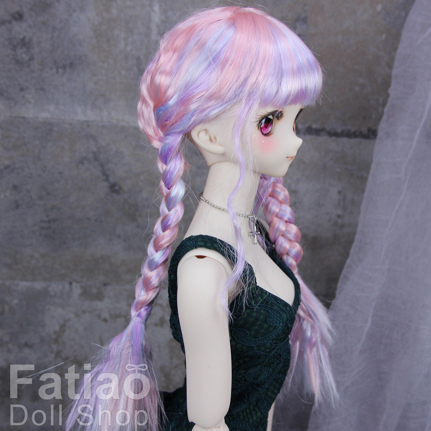 Fatiao - New Dollfie SD DD 1/3 BJD Dolls Wig size 8-9" - Pink purple