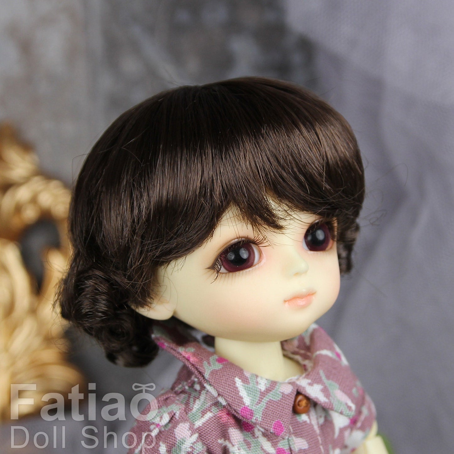 Fatiao - BJD Dollfie Lati Yellow Pukifee 5-6" Doll Wig - Dark Brown