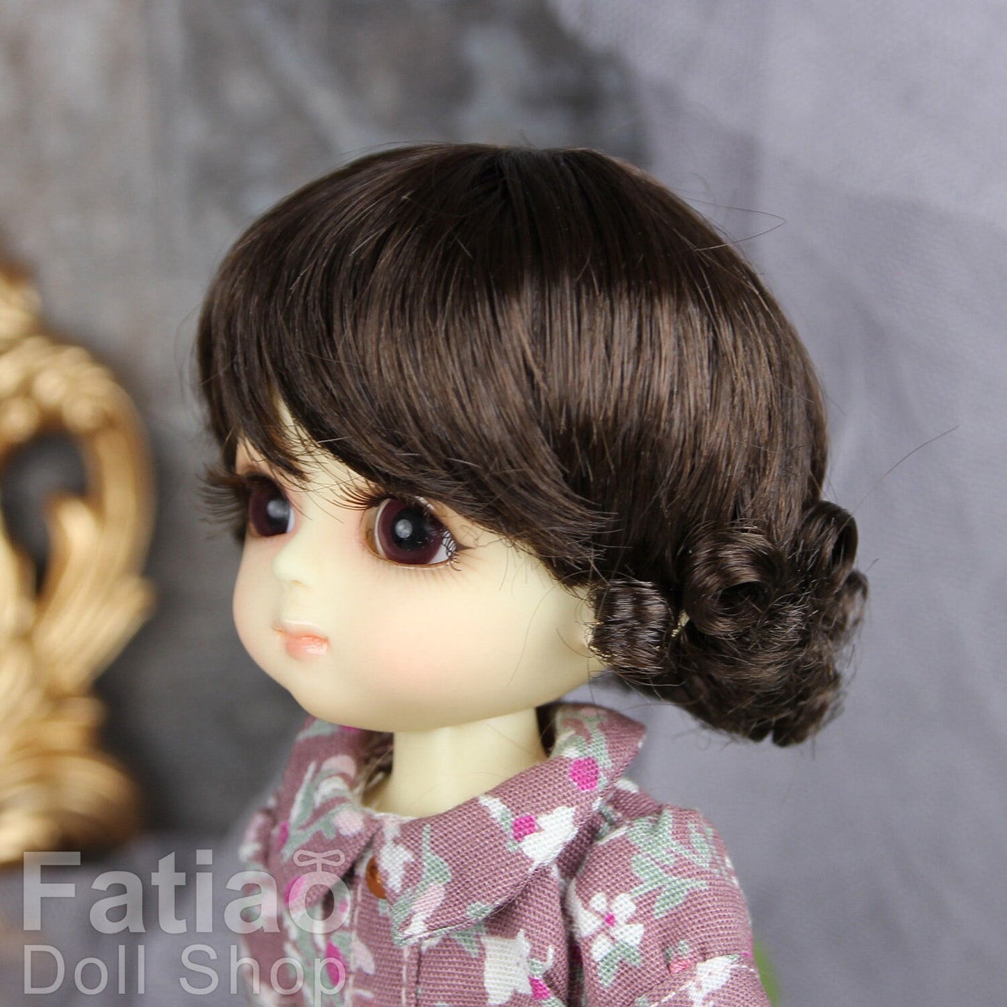 Fatiao - BJD Dollfie Lati Yellow Pukifee 5-6" Doll Wig - Dark Brown