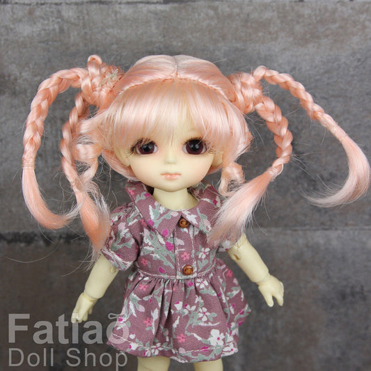 Fatiao - BJD Dollfie Lati Yellow Pukifee 5-6 inch Mohair Doll Wig - Pink Orange