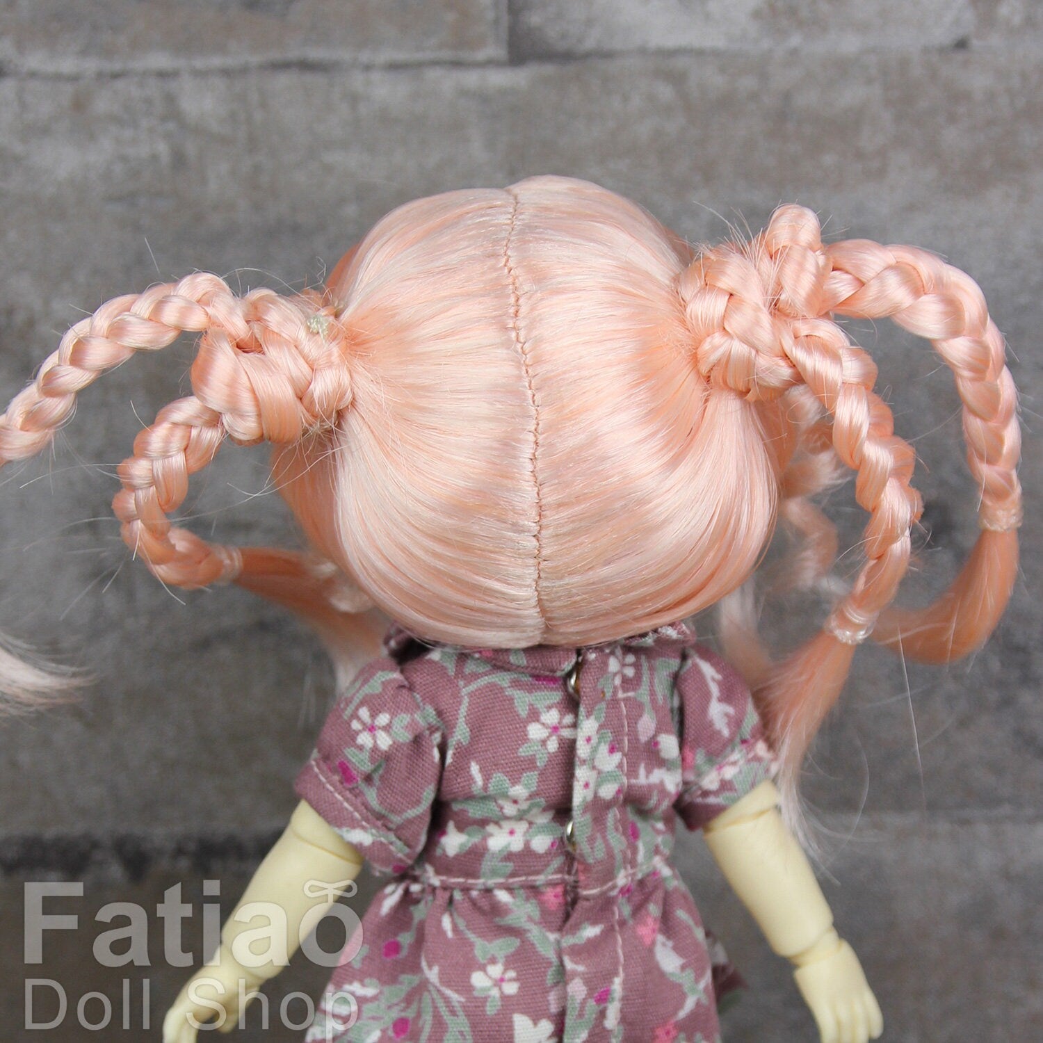 Fatiao - BJD Dollfie Lati Yellow Pukifee 5-6 inch Mohair Doll Wig - Pink Orange