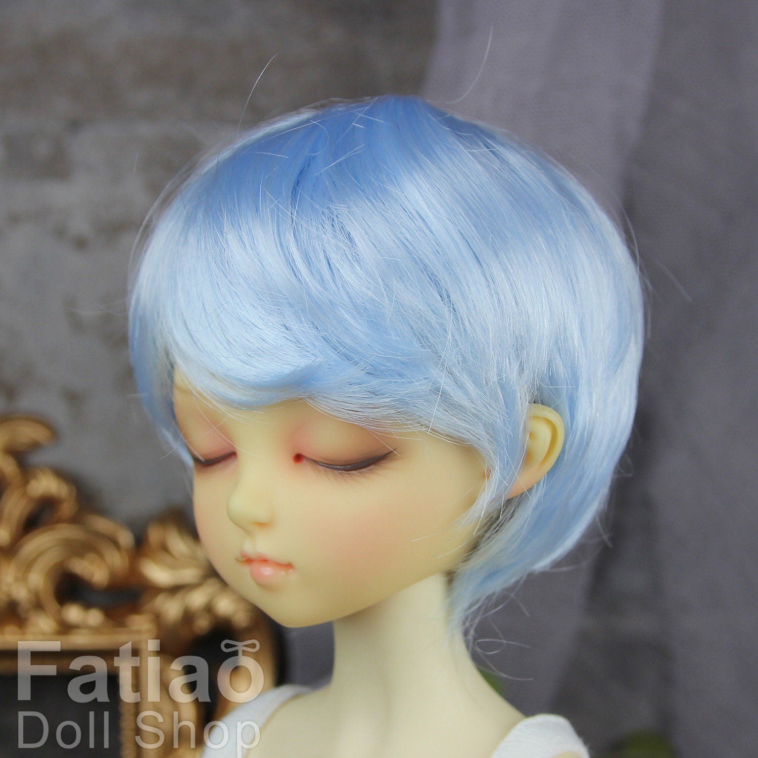 Fatiao - New Dollfie MSD Kaye Wiggs 1/4 BJD Size 7-8 inch Dolls Wig - Light Blue