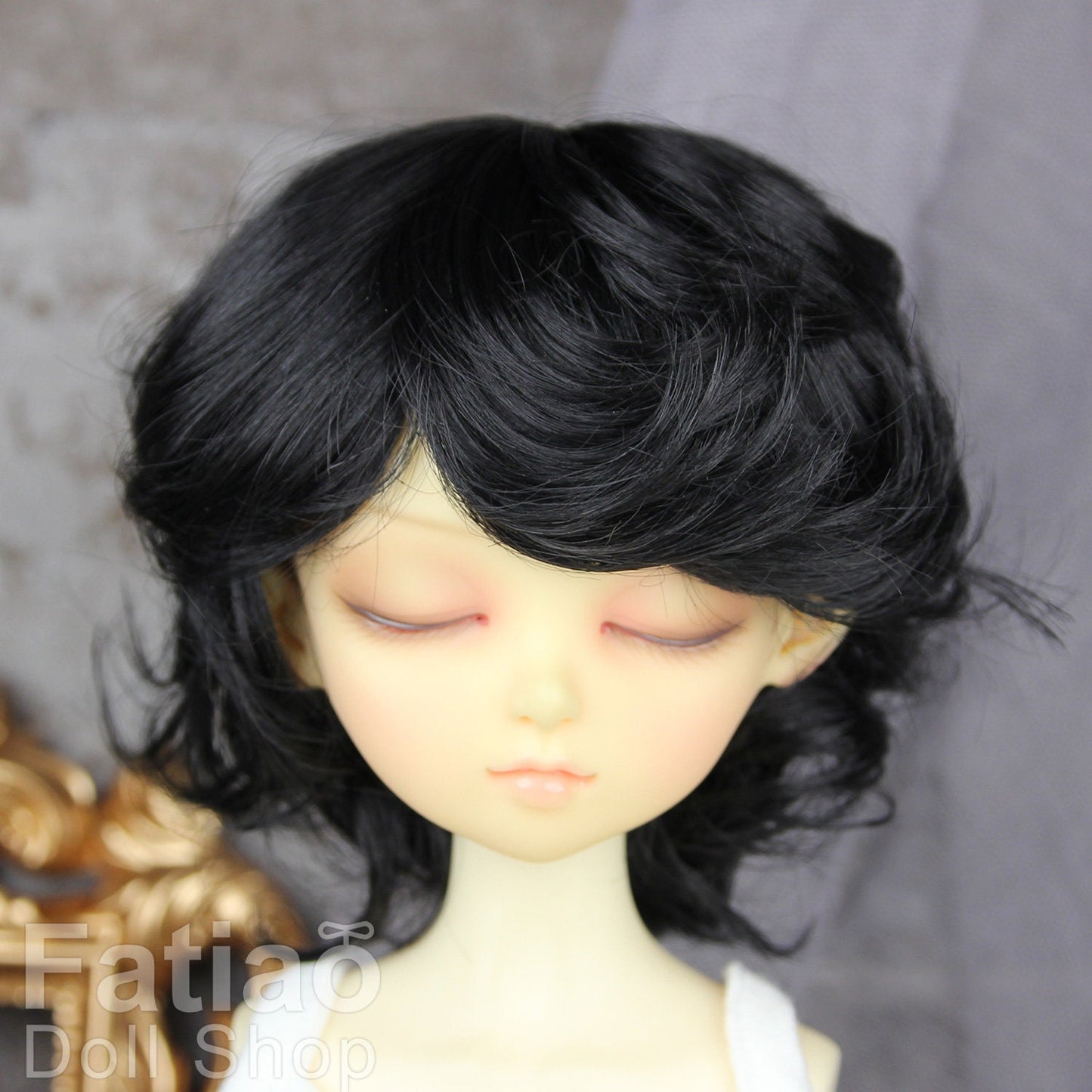 Fatiao - New Dollfie MSD Kaye Wiggs 1/4 BJD Size 7-8 inch - Black Dolls Wig