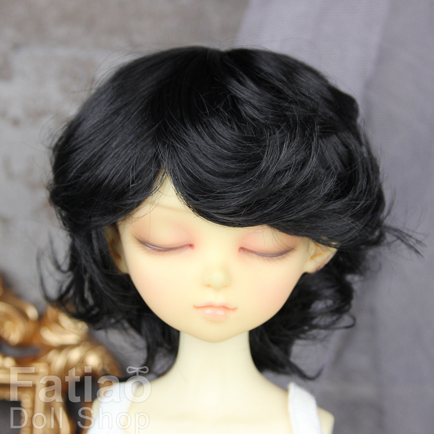 Fatiao - New Dollfie MSD Kaye Wiggs 1/4 BJD Size 7-8 inch - Black Dolls Wig