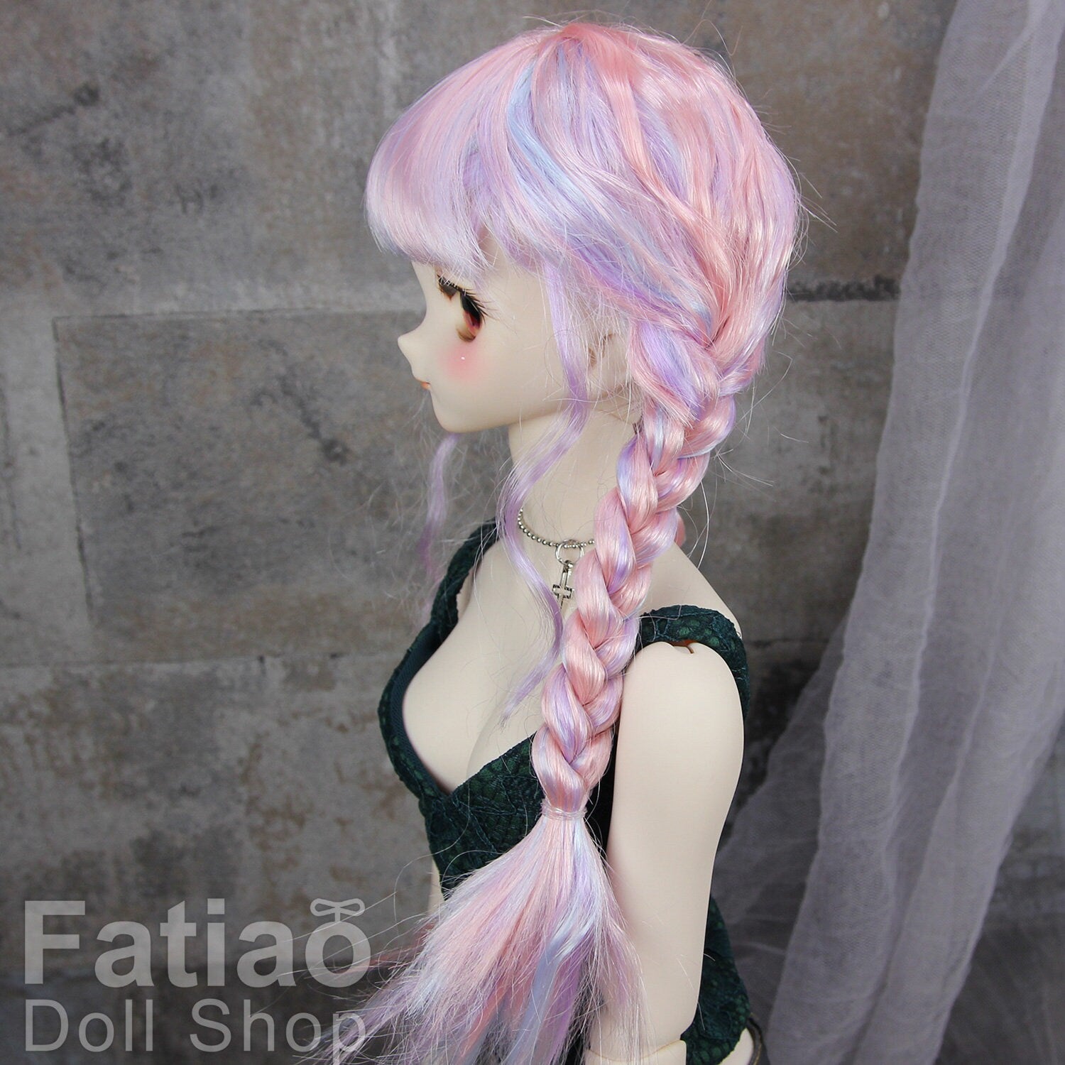 Fatiao - New Dollfie SD DD 1/3 BJD Dolls Wig size 8-9" - Pink purple