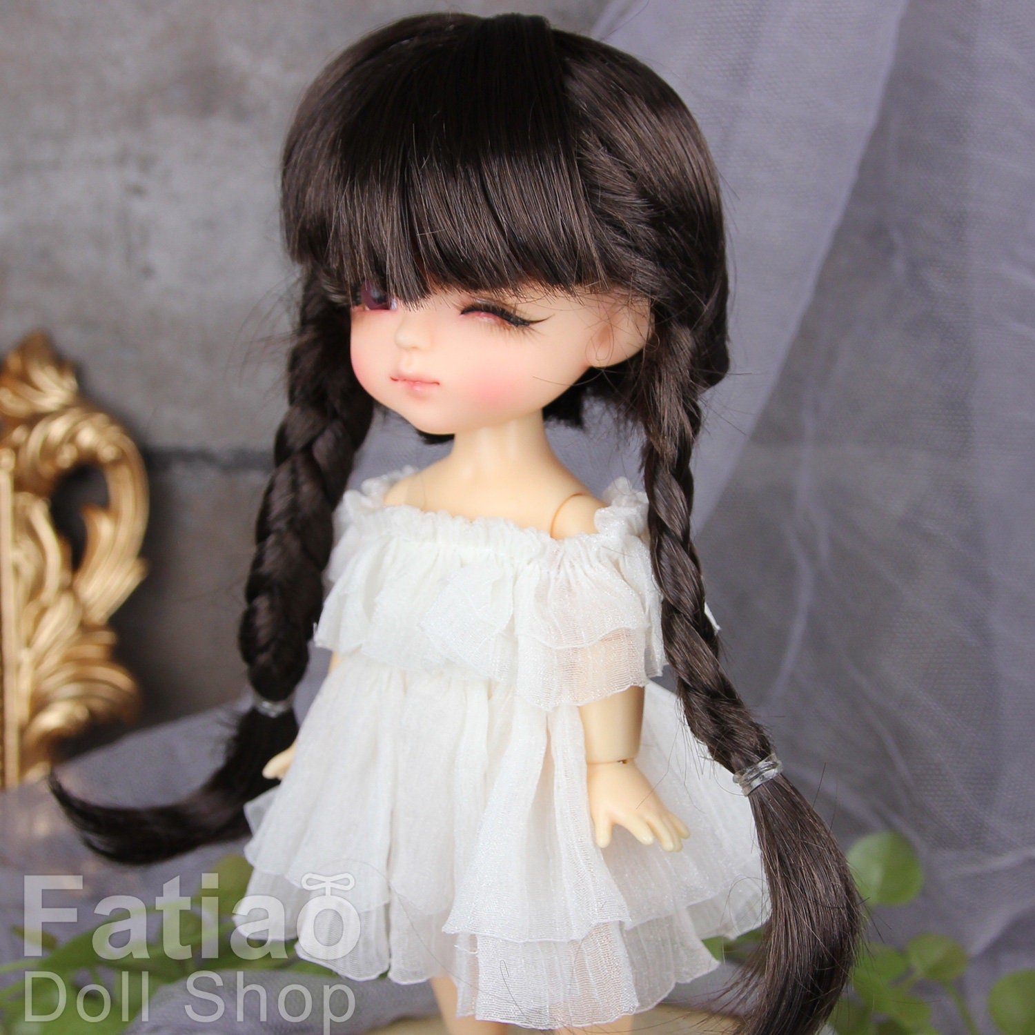 Fatiao - BJD Dollfie Lati Yellow Pukifee 5-6" Doll Wig - Dark Brown