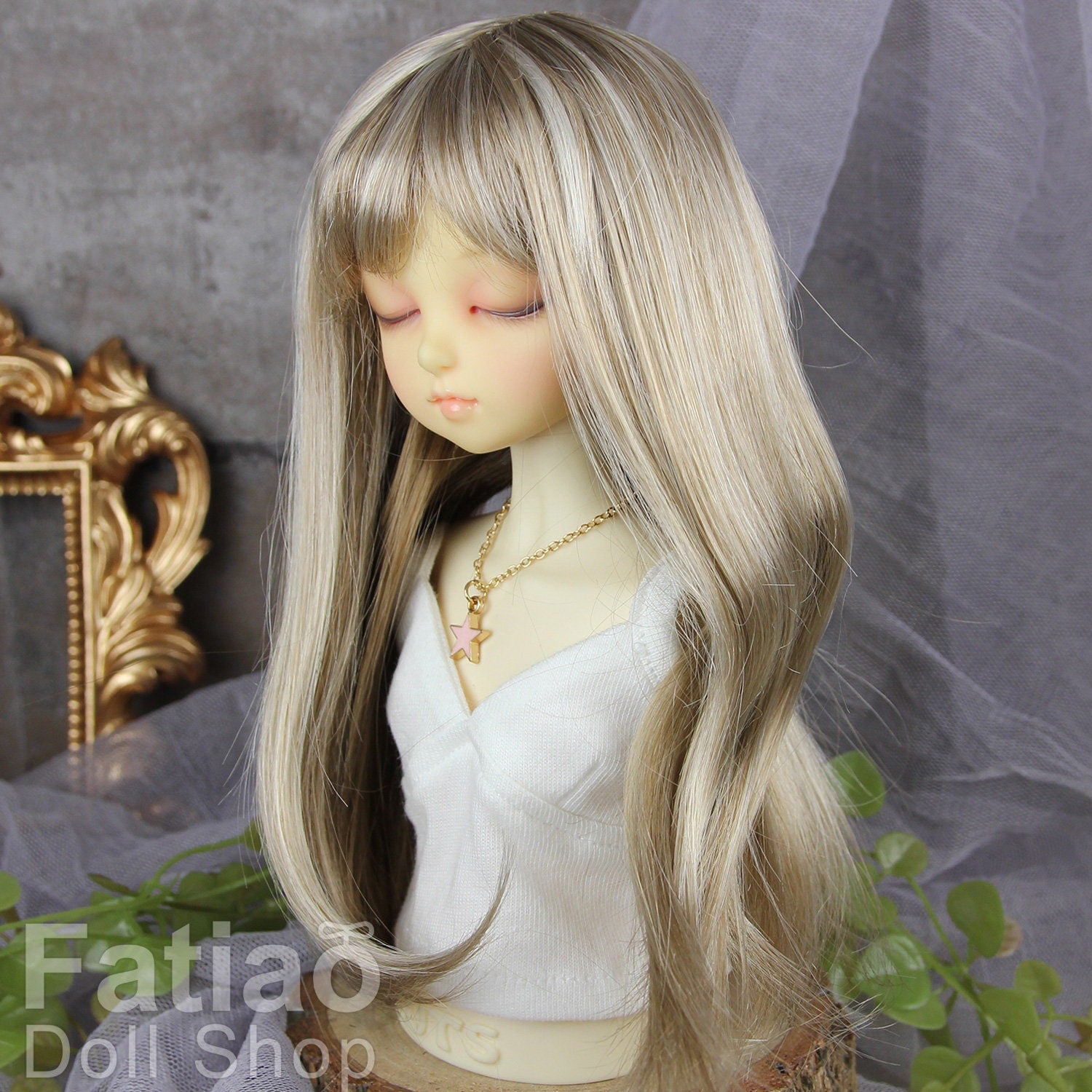 Fatiao - New Dollfie MSD Kaye Wiggs little darling doll 1/4 BJD Size 7-8 inch Dolls Wig - Blonde mix Baby Brown
