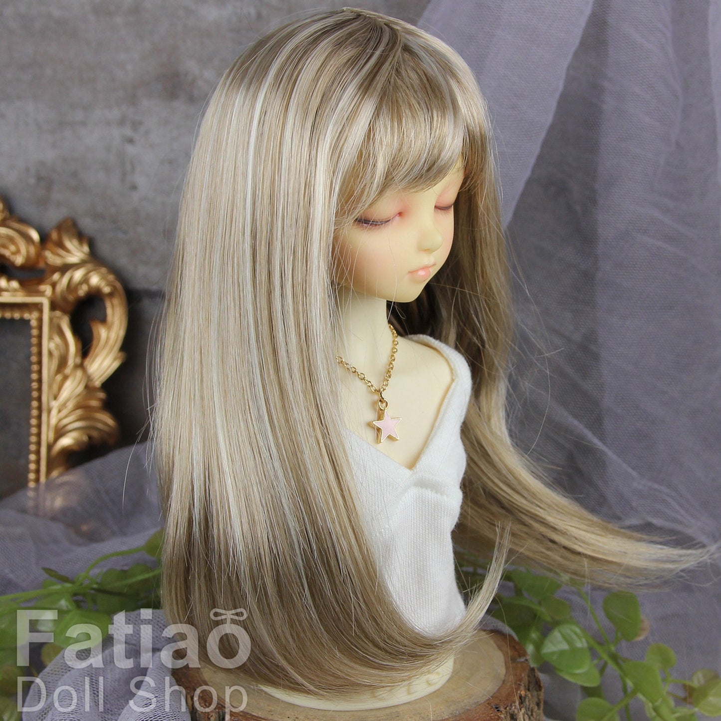 Fatiao - New Dollfie MSD Kaye Wiggs little darling doll 1/4 BJD Size 7-8 inch Dolls Wig - Blonde mix Baby Brown