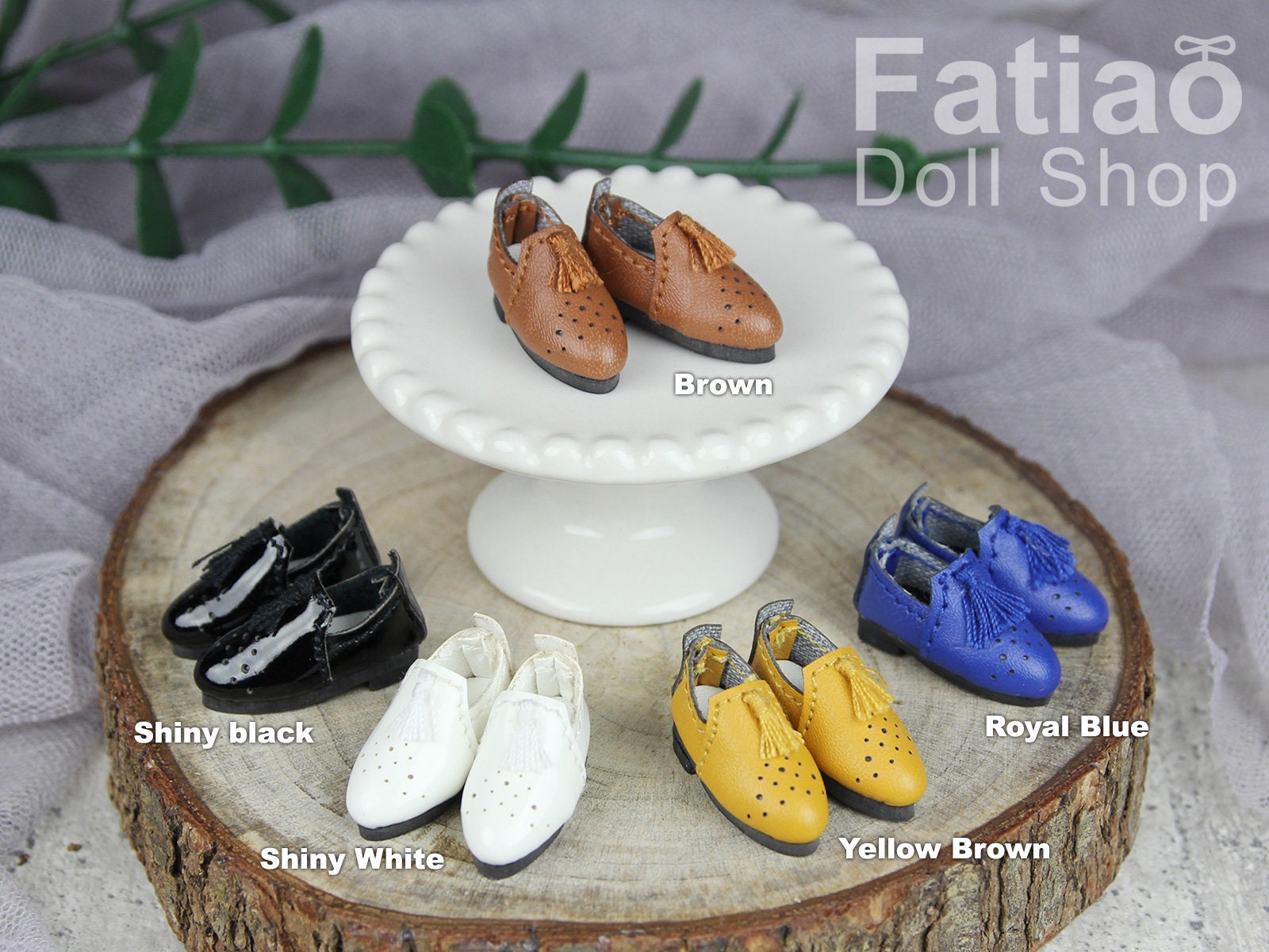 Fatiao - New OB11 Obitsu 11 MiddleBlythe nendoroid 1/12 BJD Dolls Oxford tassel shoes (Size 2.2cm)