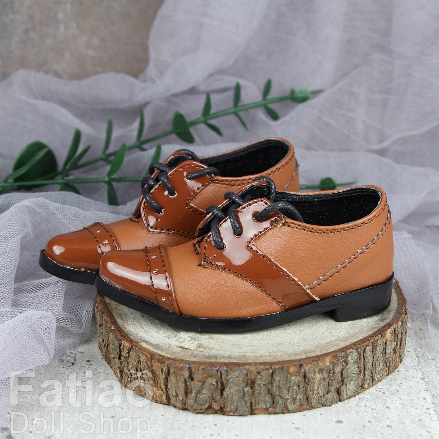 Fatiao - New 1/3 BJD Supper dollfie 13/17SD Boy Tip Leather Suit Shoes Brown (Size 8.5cm)